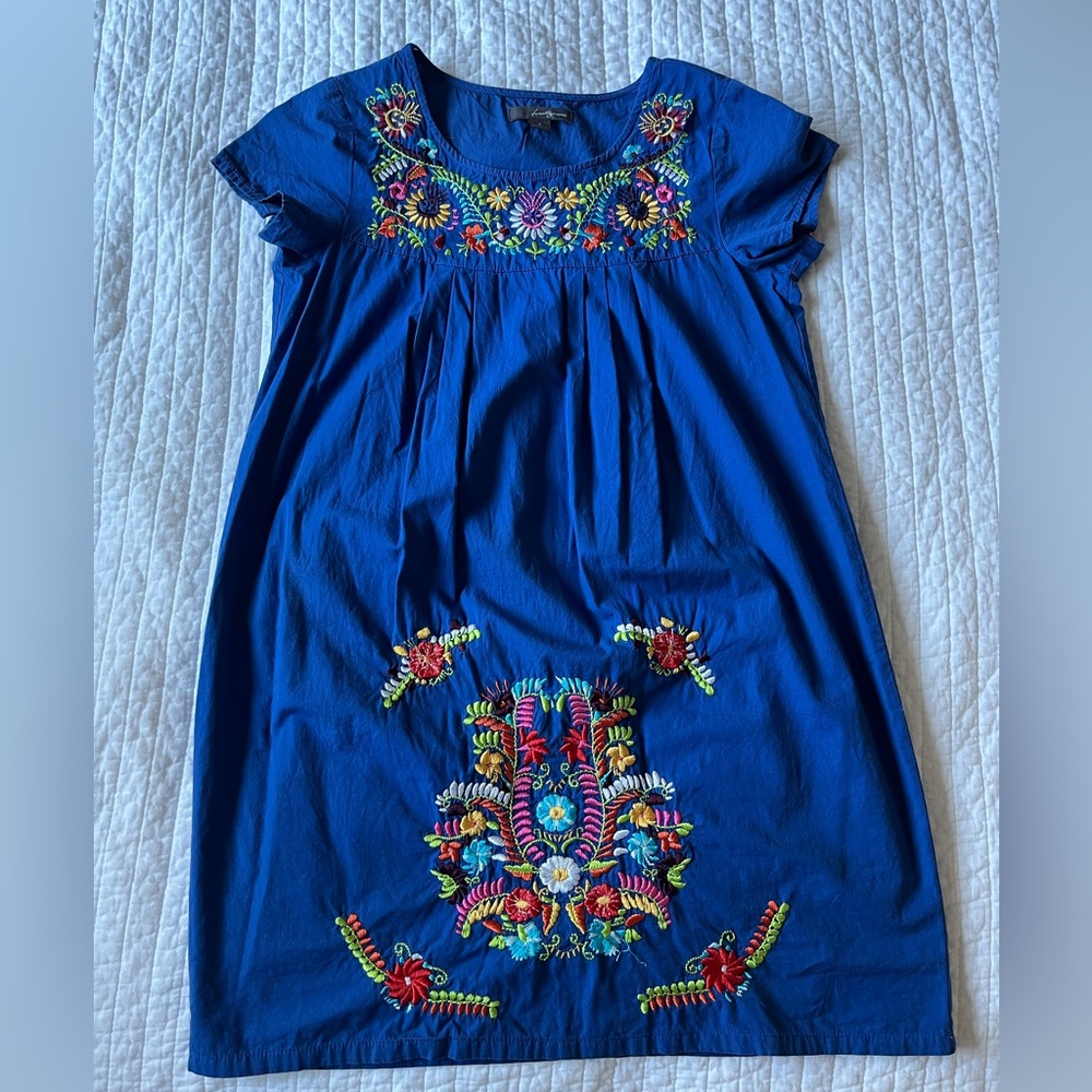 Forever 21 Royal Blue Dress with Multicolor Embroidery